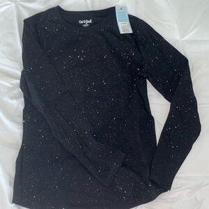 Black sparkle, long sleeve shirt